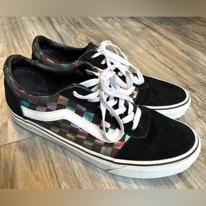 Vans Ward Old Skool Iridescent Checkerboard Women’s Sneakers Sz 9.5